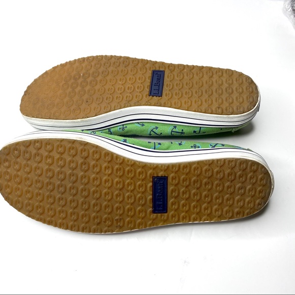 L.L. Bean Green Blue canvas nautical slip-on 9 - Picture 3 of 7